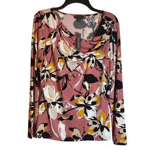 The Limited Womens Floral Cowl Neck Long Sleeve Top Blouse Pink Size Medium 
NWT